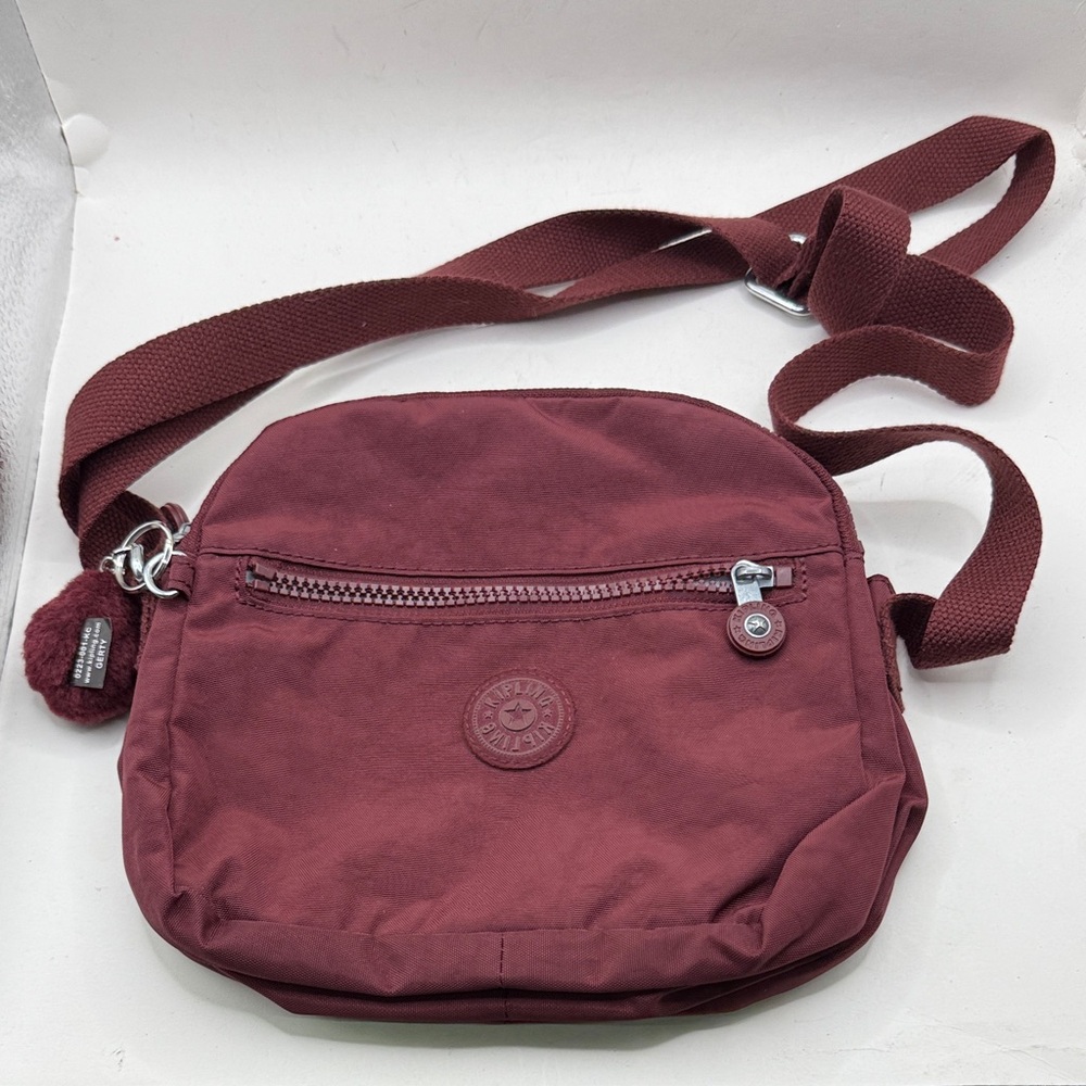Kipling Keefe Gerty Crossbody Bag Purse Red Purple Maroon - Picture 1 of 15